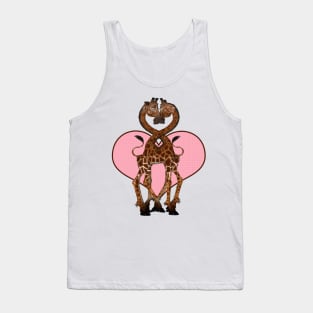 Love Heart Giraffes With Necks Entwined Tank Top